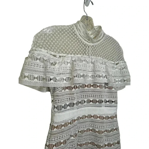 Self-Portrait Yoke Frill Mini White Dress Size 4 - Picture 14 of 16